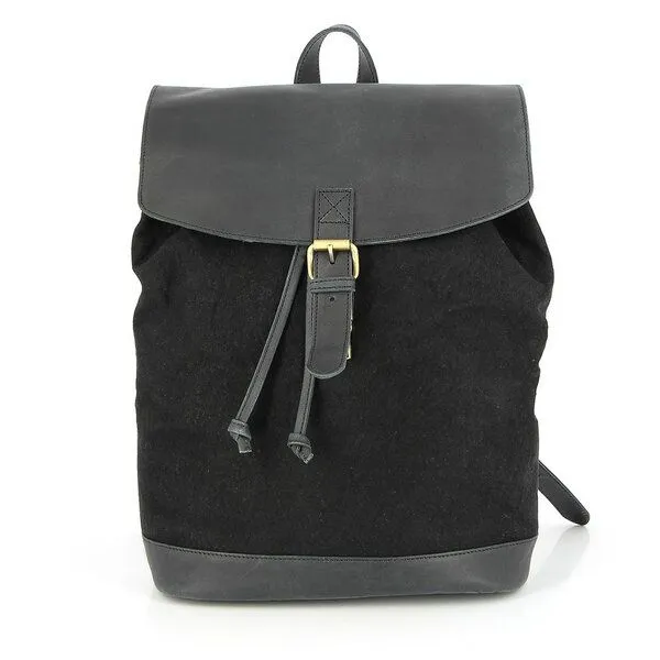 GLOBO Fair Trade GLOBO Fair Trade Lässiger Rucksack NOIDA aus Canvas & mattem Ökoleder, Schwarz, – Produktbild 1 von 4