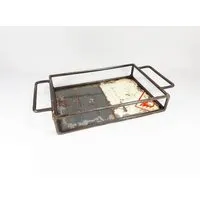 Moogoo Creative Africa Moogoo Creative Africa Upcycling Tablett aus recycelten Ölfässern | Industrial Design Vintage, Schwarz&weiß, – Produktbild 1 von 2