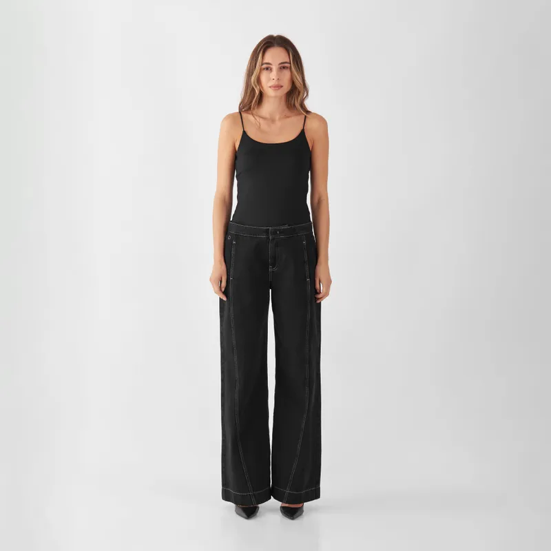 DAWN SUNNY Wide Leg Non Stretch - Contrast - Black Denim - Black Denim / 27 / 33 – Produktbild 1 von 1