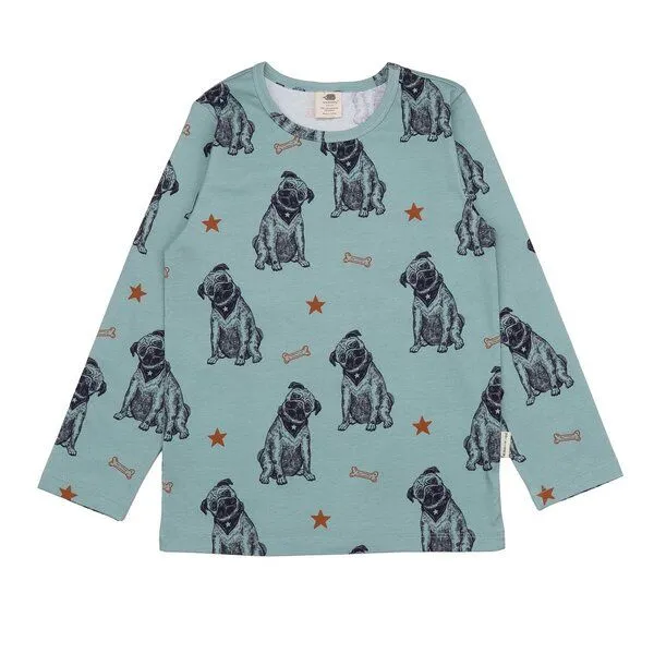 Walkiddy Walkiddy Langarmshirt Hellblau Hunde-Allover Bio-Baumwolle GOTS, Blau, – Produktbild 2 von 3