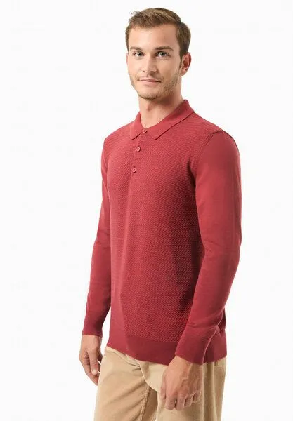 ORGANICATION ORGANICATION Polokragenpullover aus Bio-Baumwolle, Merlot, – Produktbild 3 von 4
