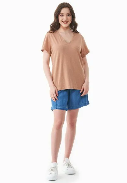 ORGANICATION ORGANICATION T-Shirt aus Bio-Baumwolle und Leinen, Braun(tan), – Produktbild 2 von 4