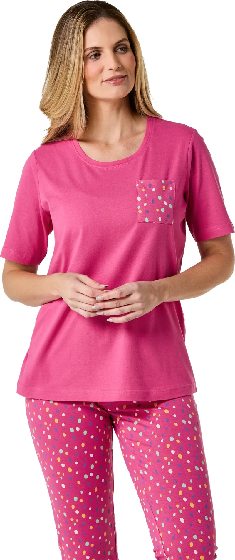 wäschepur Schlafanzug-Shirt fuchsia, Fuchsia, – Produktbild 2 von 2