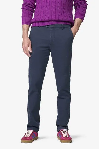 Meyer Meyer Chino mit Dehnbund, Blau (marine), – Produktbild 1 von 4