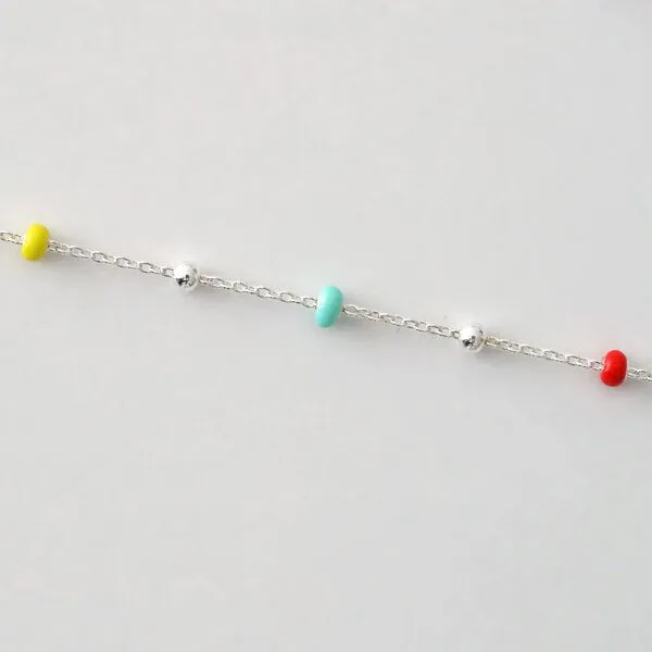 BELLYBIRD Jewellery BELLYBIRD Jewellery Halskette - feine Kugelkette emailliert, 925 Sterlingsilber, vergoldet, Silber, – Produktbild 4 von 4