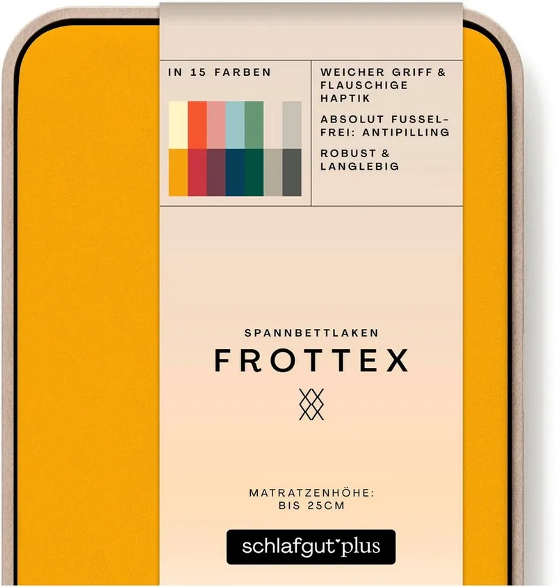 Schlafgut Schlafgut Bettlaken Frottex Spannbettlaken, Frottee, Gummizug: rundum, (1 Stück), MADE IN GREEN by OEKO-TEX®, Gelb, – Produktbild 3 von 5