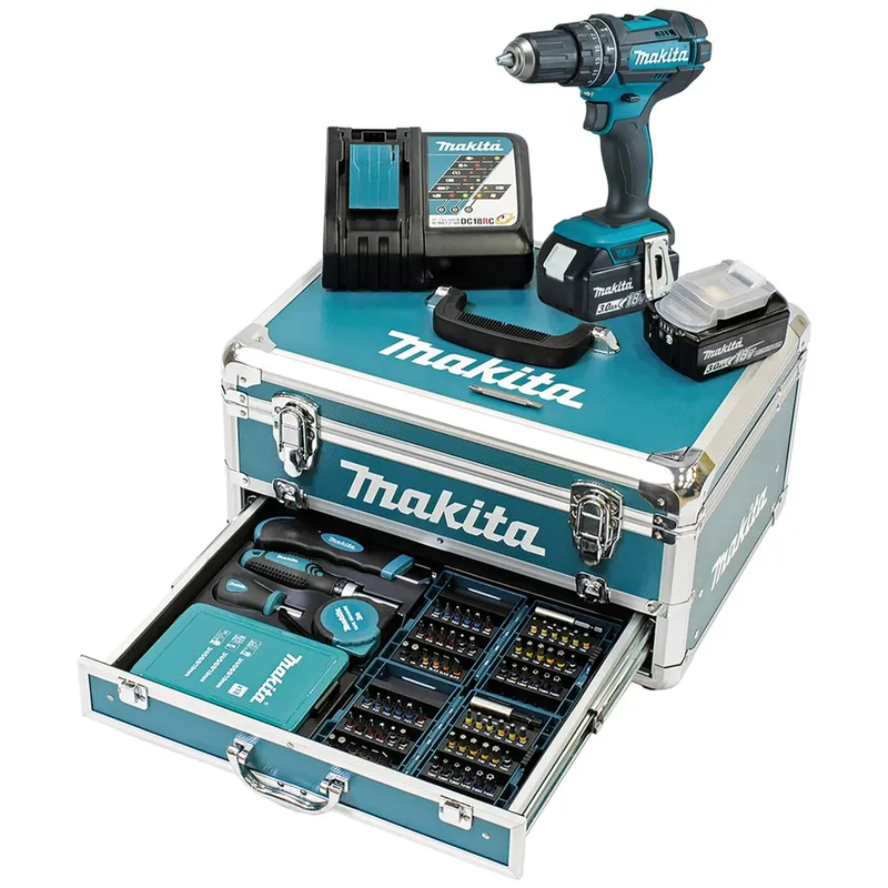 Makita Makita Akku-Schlagbohrschrauber-Set "DHP482RFX9" 18V/3Ah 2 Akkus + Ladegerät – Produktbild 2 von 2