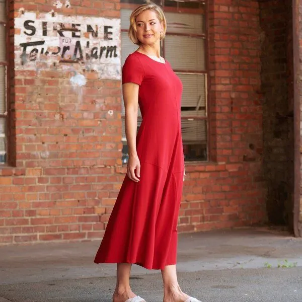 CON_STANT CON_STANT Kleid mit Nähten 95% Baumwolle (kbA), Rot, – Produktbild 2 von 3
