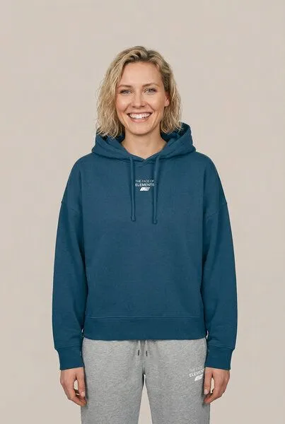 THE FACE OF ELEMENTS The Face of Elements Essential - Relaxed Boxy Fit Hoodie aus 100% Bio-Baumwolle, Algae (blau), – Produktbild 2 von 3
