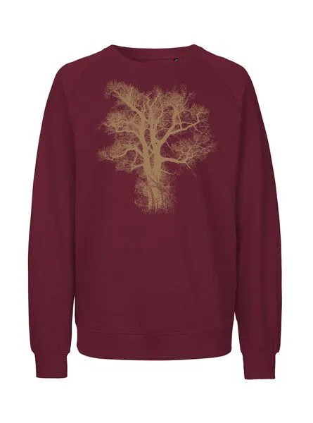 Peaces.bio - handbedruckte Biomode Peaces.bio - handbedruckte Biomode Bio Damen Sweatshirt Loose Fit Chestnut, Bordeaux, – Produktbild 1 von 2