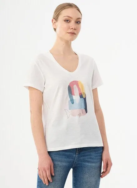 ORGANICATION ORGANICATION Damen T-Shirt aus Bio-Baumwolle mit Print, Off white, – Produktbild 3 von 4