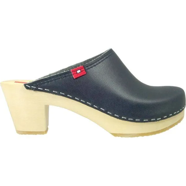 Klox Klox 6 1/2 - Medium Heel Holzclog mit pflanzlich gegerbtem Leder, Blau, – Produktbild 1 von 3