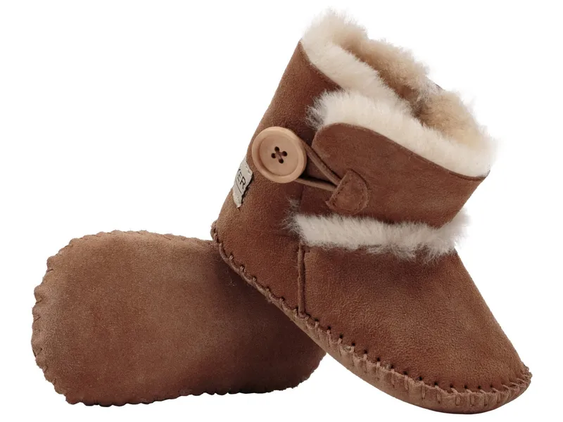 Hofbrucker Hofbrucker Babyschuhe Lammfell, Velourleder, braun Größe 16/17 – Produktbild 1 von 2
