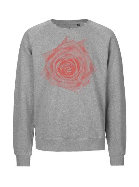 Peaces.bio - handbedruckte Biomode Peaces.bio - handbedruckte Biomode Bio Damen Sweatshirt Loose Fit Rose, Hellgrau, – Produktbild 1 von 3