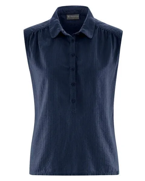 HempAge HempAge Ärmellose Bluse Hanf/Biobaumwolle, Navy (blau), – Produktbild 1 von 4