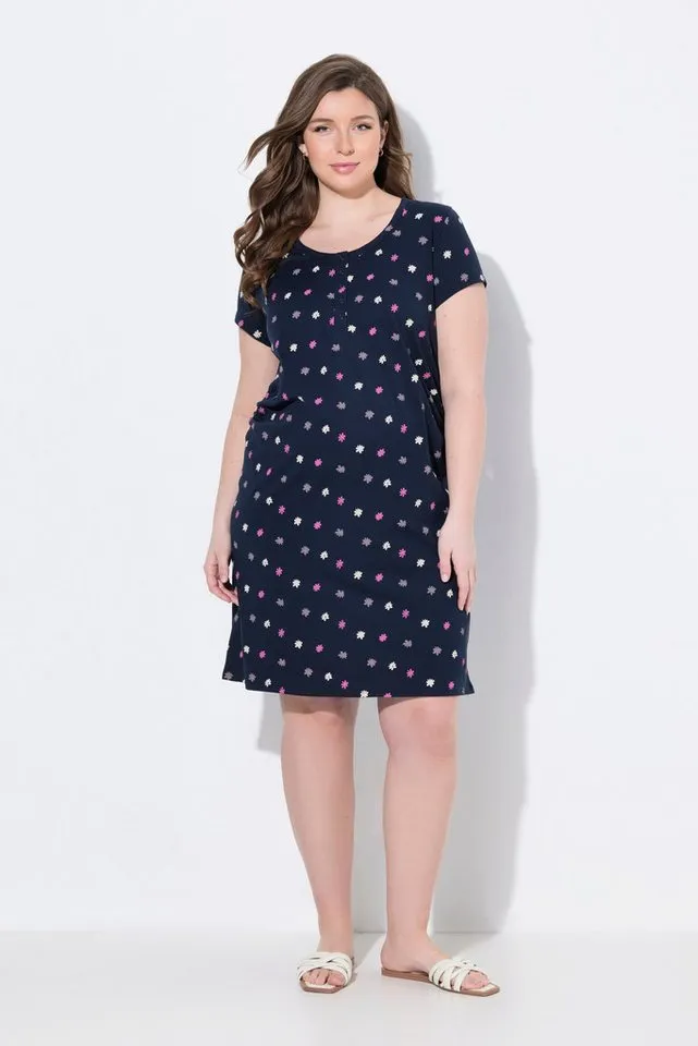Ulla Popken Nachthemd Mama-Jerseykleid Raffung Halbarm, Grau, – Produktbild 2 von 4