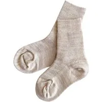 grödo Kinder Socken Bio-Schurwolle Feinstrick melange-hellbraun Gr.2, Grau, – Produktbild 1 von 1