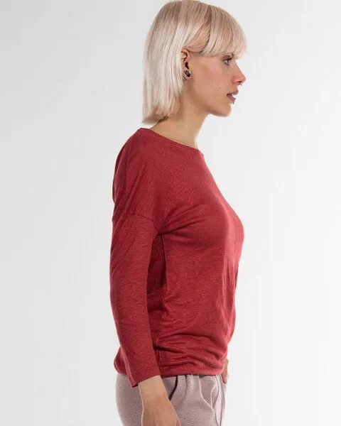 Alma & Lovis Alma & Lovis Sommer Leinenshirt aus Leinen-Jersey | Linen Pure, Rot, – Produktbild 3 von 4