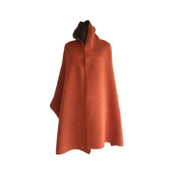austriandesign.at austriandesign.at MantelCape reversibel aus extrafeiner Merinowolle, Natur/orange, – Produktbild 3 von 3