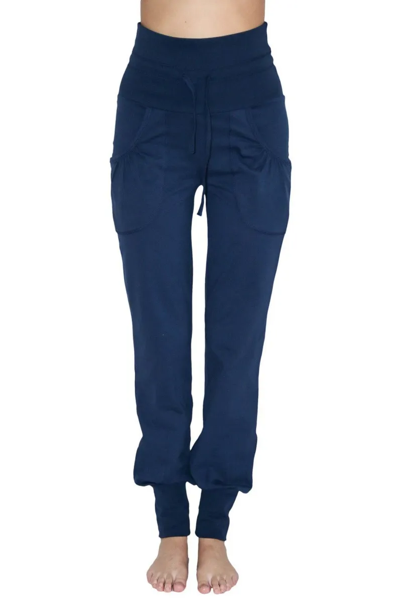 Leela Cotton Leela Cotton Damen vegan Yogahose Mit Umgeschlagenem Bund, Extra dunkelblau, – Produktbild 1 von 2