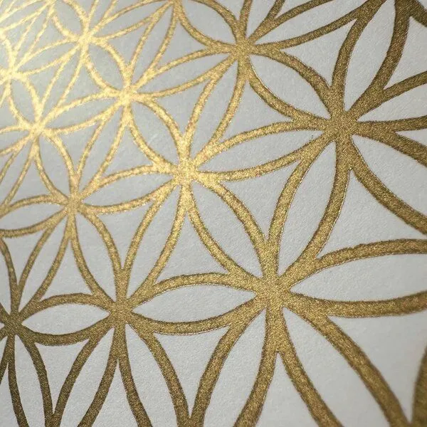Veskor Cassiopeia Veskor Cassiopeia Gerahmt | BLUME DES LEBENS I Heilige Geometrie Linoldruck | 20 × 20 cm in 22 × 22 cm Rahmen | Gold auf Weiß, Gold, – Produktbild 3 von 3