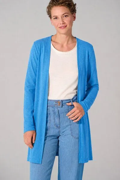 HempAge HempAge Lange Jersey Damenjacke Hanf/Biobaumwolle, Topaz (blau), – Produktbild 2 von 4
