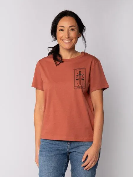 watapparel watapparel T-Shirt Frauen Tarot Justice, Heritage brown, – Produktbild 1 von 3