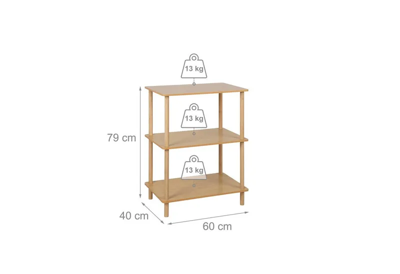 RELAXDAYS RELAXDAYS Standregal mit 3 Ebenen, 1-tlg., Beige|braun, – Produktbild 4 von 5