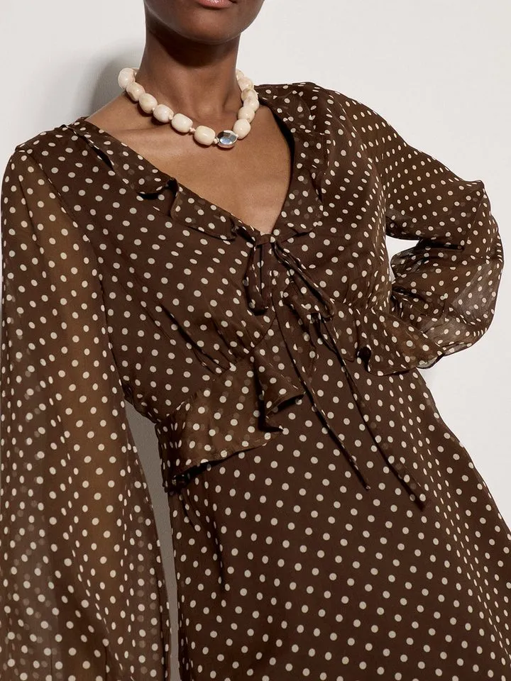 Apricot Apricot Minikleid Mini-Kleid aus Chiffon mit Polka-Dot-Muster und Polka-Dot, Braun, – Produktbild 2 von 4