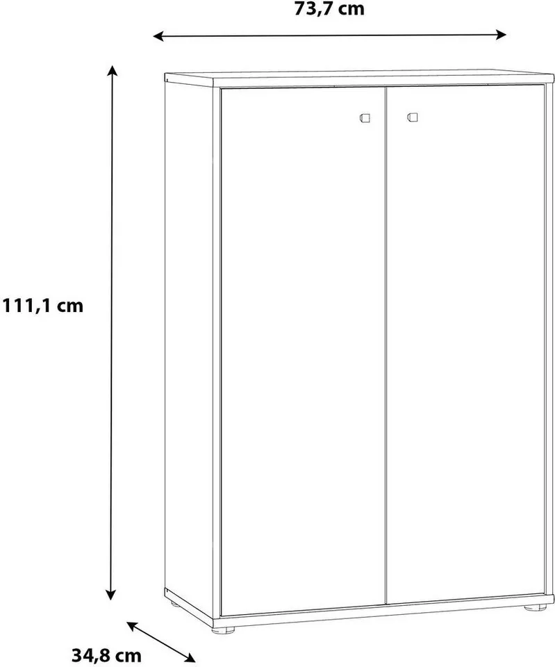 FORTE Kommode Tempra, Kommode, 2 Türen, viel Stauraum, Höhe 111,1 cm, Breite 73,7 cm, Weiß, – Produktbild 5 von 5