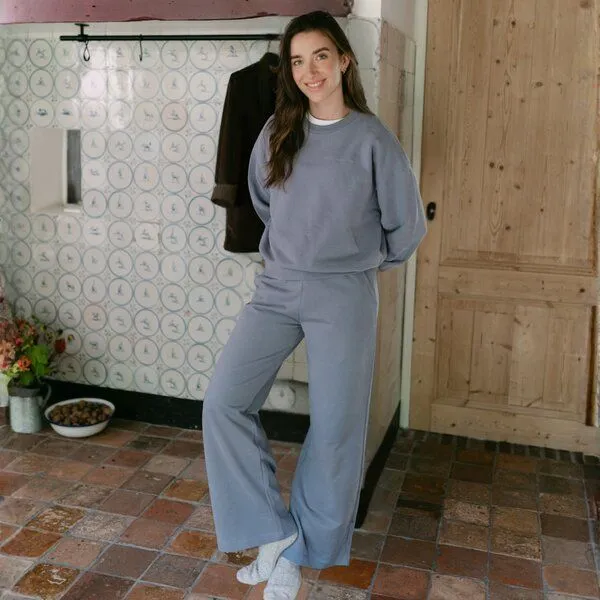 NORDLICHT NORDLICHT Wide Leg Sweathose Lynn, Graublau, – Produktbild 3 von 3