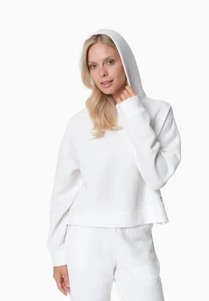 ORGANICATION ORGANICATION HANNA | Waffel Hoodie aus Bio-Baumwolle und recyceltem Polyester, Off white, – Produktbild 1 von 4