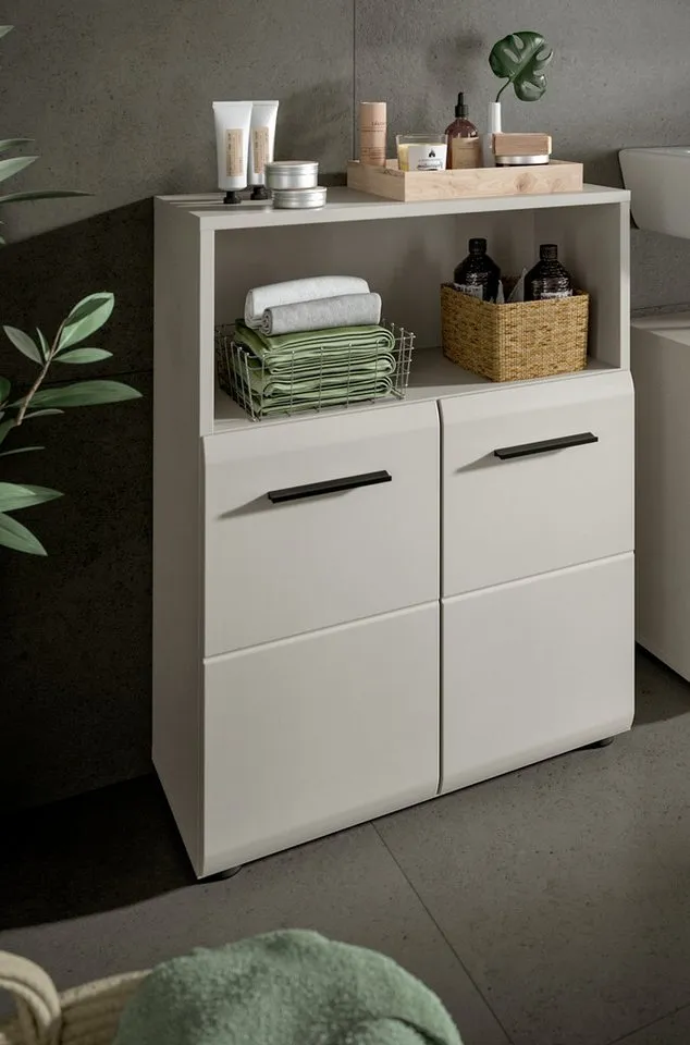 Inn.Furn Kommode Cover (Badschrank in Kaschmir / Sand, 2-türig, 60 x 80 cm), mit viel Stauraum, Beige, – Produktbild 4 von 5