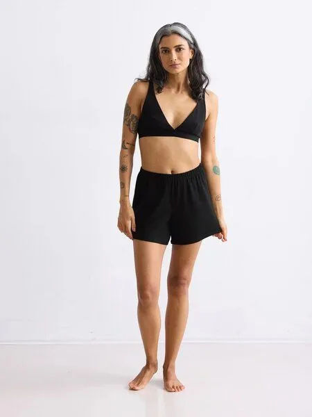 erlich textil erlich textil Light Touch kurze Schlafhose, Shorts mit weichem Lyocell, made in Europe, Schwarz, – Produktbild 3 von 4