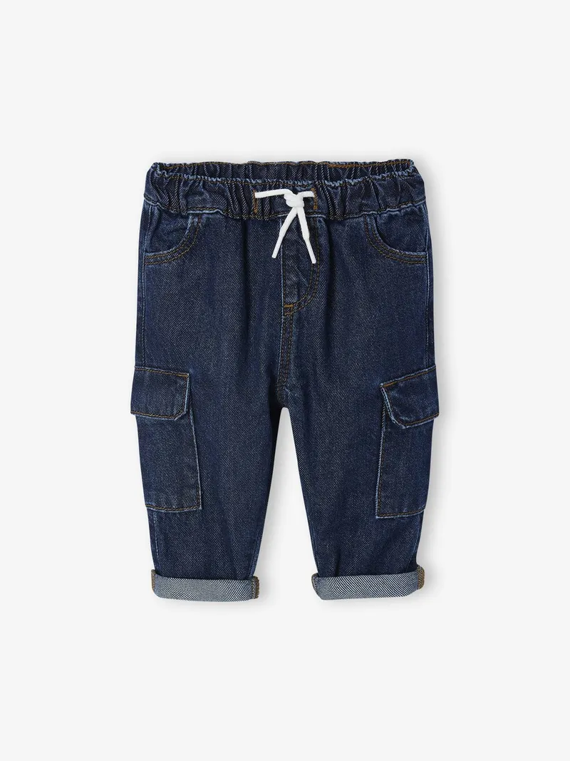Vertbaudet Baby Cargojeans mit Dehnbund, Dunkelblau, – Produktbild 2 von 3