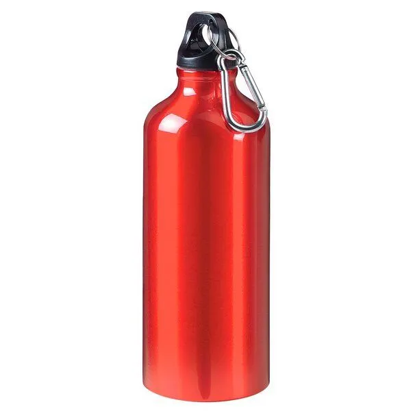 elasto elasto Aluminiumflasche "Sporty" 0,6 l - Outdoorflasche mit Karabiner, Rot, – Produktbild 1 von 3