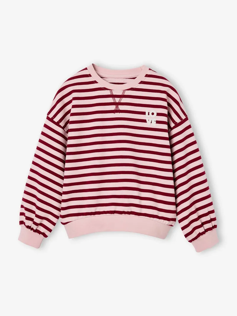Vertbaudet Sweatshirt mit Streifen und Schriftzug LOVE Mädchen, Rot, – Produktbild 3 von 3