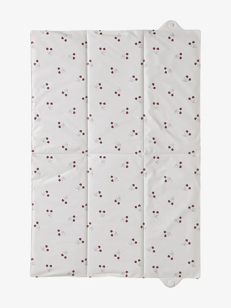 Vertbaudet Baby Reise-Wickelunterlage, Beige/kirschen cherry, – Produktbild 1 von 4