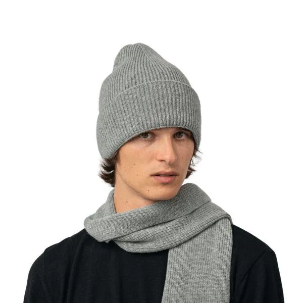 Kopyto Kopyto ANTILOPE - Mütze mit hohem Rippstrickbund aus plüschiger 100% Merinowolle RWS-zertifiziert, Grau, – Produktbild 1 von 4
