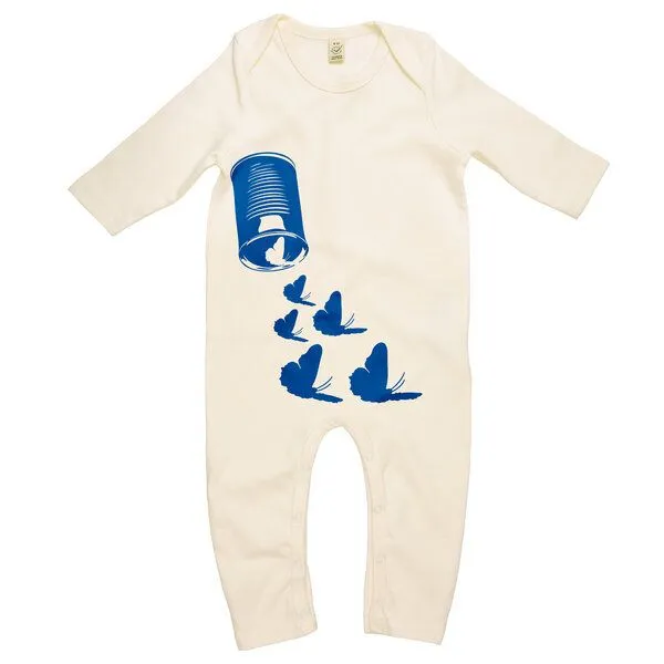 HANDGEDRUCKT HANDGEDRUCKT "Butterfly01" Baby Jumpsuit, Natur, – Produktbild 1 von 4