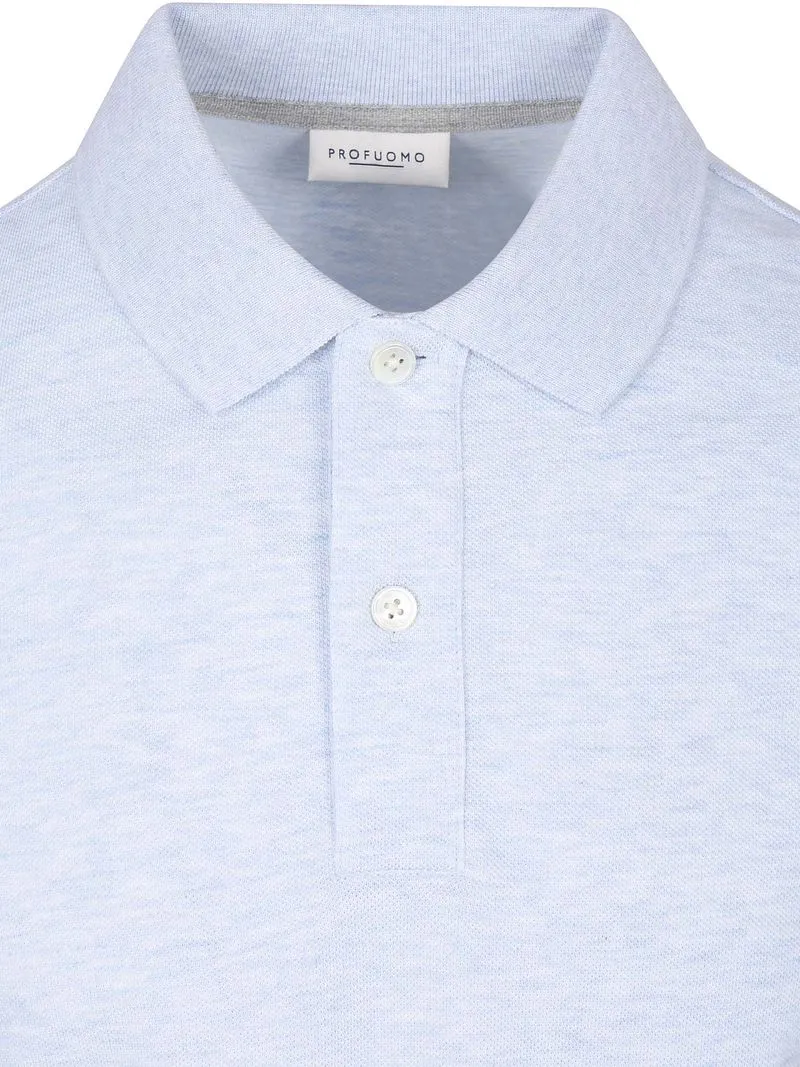 Profuomo Profuomo Piqué Poloshirt Melange Hellblau - Größe S, Hellblau, – Produktbild 3 von 4