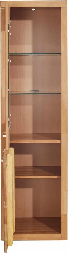 OTTO home Vitrine LOGO B/T/H: 50/42/180cm, 5Fächer, 3 Einlegeboden verstellbar. Kopus&Leisten aus Massivholz, Korpus aus Melamin, Türanschlag L/R, Braun, – Produktbild 8 von 8