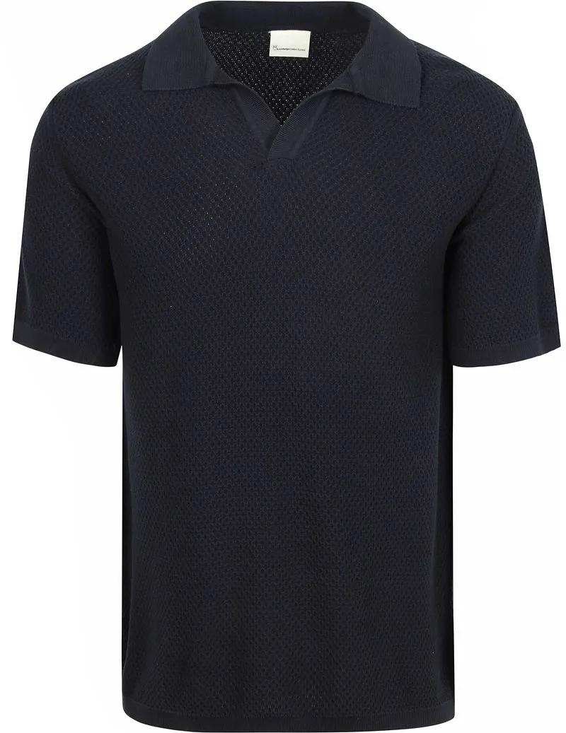 KnowledgeCotton Apparel KnowledgeCotton Apparel Polo-Shirt aus Strick marineblau - Größe M, Blau, – Produktbild 2 von 4