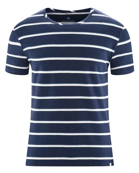 HempAge HempAge Herren Streifen T-Shirt Hanf/Biobaumwolle, Navy(blau), – Produktbild 1 von 4