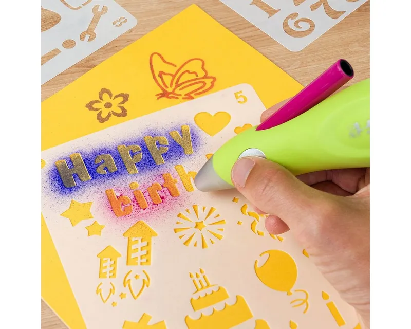 Jolly Jolly Kreativset Elektrischer Airbrush-Stift für Kinder inkl. Vorlagen (Airbrush Fun), (21-tlg), Bunt, – Produktbild 5 von 5