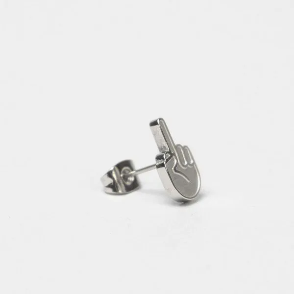 Fyngers Fyngers Ohrstecker aus chirurgischen Edelstahl hochglanzpoliert F*CK YOU, Silber, – Produktbild 1 von 8