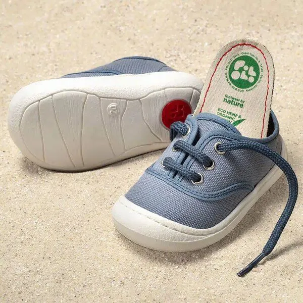 Pololo Pololo leichter Sommersneaker "Pepe" aus Baumwolle (Bio kbA), Größen 20-27, Grau, – Produktbild 2 von 4