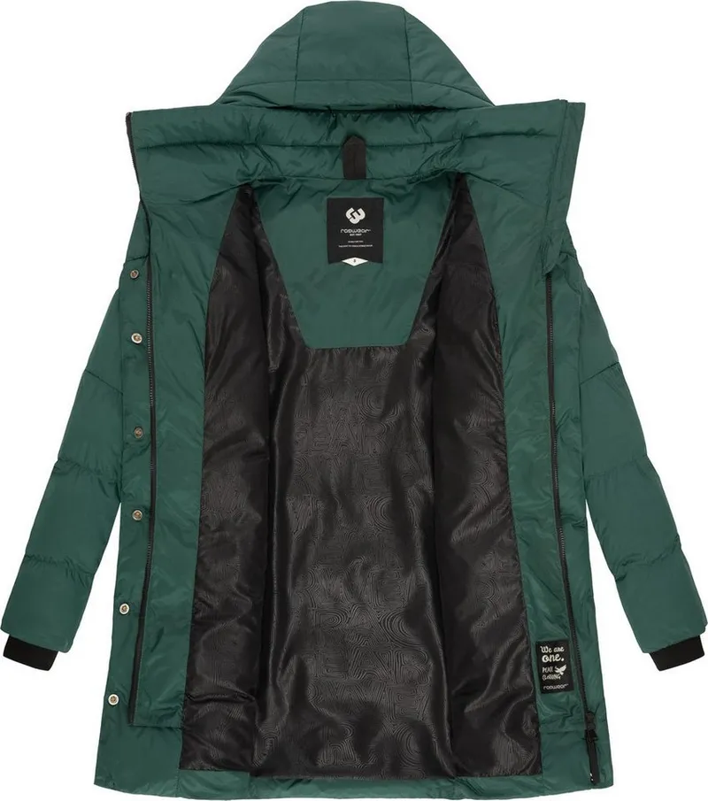 ragwear ragwear Kurzmantel Niara stylischer, gesteppter Wintermantel mit gefütterter Kapuze, Grün, – Produktbild 1 von 4