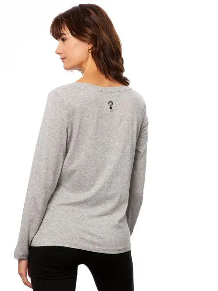 FellHerz FellHerz Damen Longsleeve, Hellgrau, – Produktbild 3 von 4