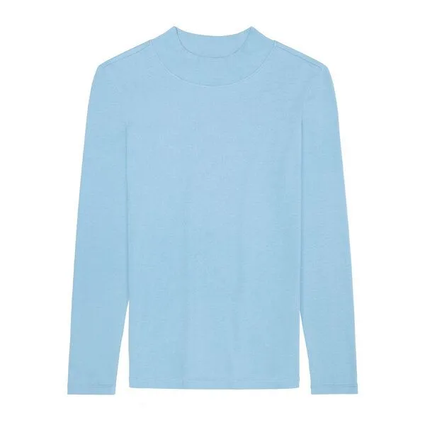 KnowledgeCotton Apparel KnowledgeCotton Apparel Langarmshirt - Rib high neck long sleeved - aus Bio-Baumwolle, Blau (glacier-lake), – Produktbild 3 von 3